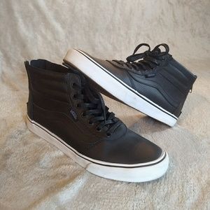 High-top leather Vans - black